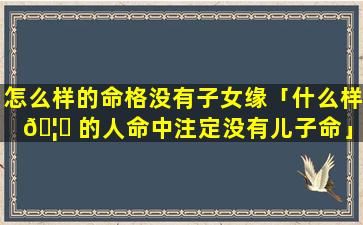 怎么样的命格没有子女缘「什么样 🦟 的人命中注定没有儿子命」